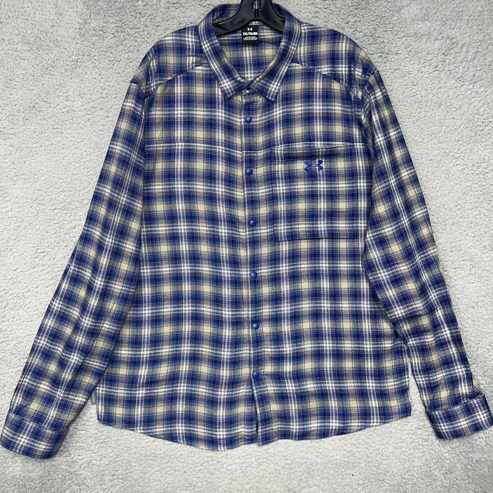 Under Armour Tradesman Flex Shirt Men's 2XL‎ XXL Blue Plaid Flannel Snap Button